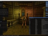 De editorinterface van TombForge toont een testscène die in-engine is gerenderd met materiaal- en activapanelen zichtbaar (Afbeelding: Tiernan Watson via X)