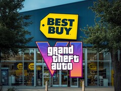 Best buy winkel met het GTA 6 logo.