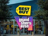 Best buy winkel met het GTA 6 logo.