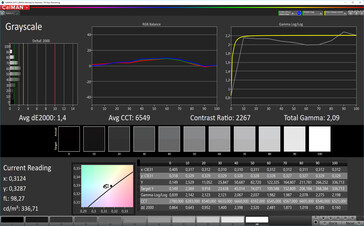 CalMAN: Grayscale – Adaptive profile (Adjusted): DCI-P3 kleurruimte