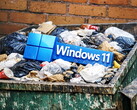 Windows-logo in een afvalcontainer. (Beeldbron: ChatGPT Image 1.5; Anastase Maragos op Unsplash; bewerkt)