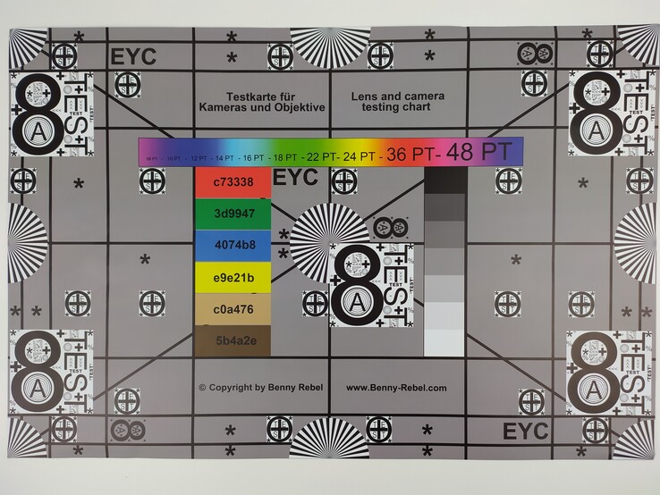 A photo of our test chart