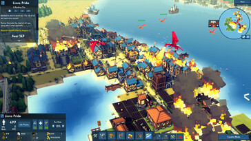 Een afbeelding waarop een door draken verwoeste stad te zien is in Kingdoms and Castles.