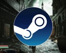 Een afbeelding met het Steam-logo en de game Steelrising, nu met 90% korting.