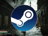 Een afbeelding met het Steam-logo en de game Steelrising, nu met 90% korting.