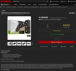Zotac GeForce RTX 5090 Solid OC met ontbrekende ROP's (Afbeeldingsbron: Alternate)
