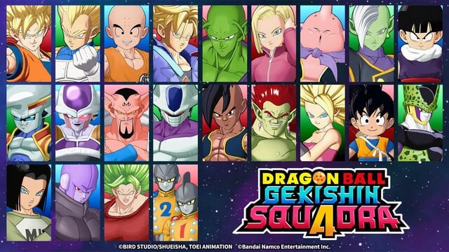 Een screenshot van het karakterselectiescherm in Dragon Ball Gekishin Squadra. (Afbeelding Bron: Bandai Namco)