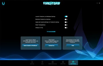 FireStorm hulpprogramma - Instellingen