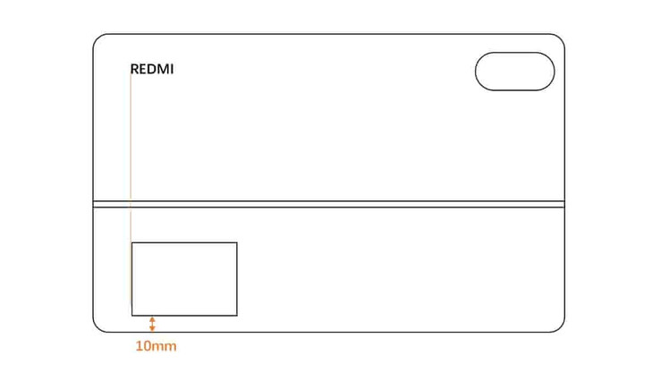 Een schematische tekening van de achterkant van het optionele toetsenbordaccessoire van de Redmi Pad 2 Pro. (Afbeeldingsbron: via TheTechOutlook)