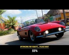 Het laadscherm van Forza Horizon 6 met shadercompilatie op de achtergrond