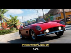 Het laadscherm van Forza Horizon 6 met shadercompilatie op de achtergrond