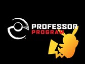 Het logo van het Pokémon Professor-programma met een silhouet van Pikachu op de achtergrond