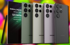 Nieuwe onofficiële Galaxy S23 Ultra renders tonen het Samsung vlaggenschip met een schijnbaar plat scherm. (Beeldbron: TechnizoConcept & Unsplash - bewerkt)