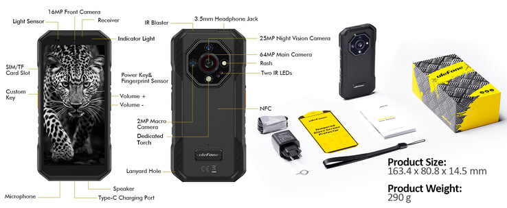 De telefoon heeft een extra aanpasbare knop (Afb. bron: Ulefone)