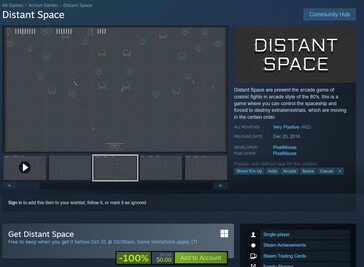 Een screenshot van de gratis Distant Space deal op Steam. (Afbeeldingsbron: Steam)