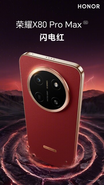 De Honor X80 Pro Max in de kleur ' Lightning ' Red.