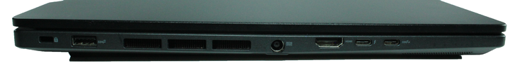 Linkerzijde: 1 Kensington Lock, USB-A 3.2 Gen.2, voedingspoort, HDMI 2.1, 1 Thunderbolt 4, USB-C 3.2 Gen.2