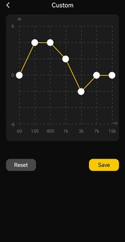 De app heeft drie EQ presets en één aangepaste 7-bands EQ. (Afbeeldingsbron: Notebookcheck)
