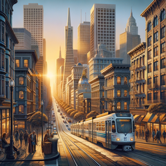 Sneltram in San Francisco (DALL-E 3 gegenereerde afbeelding)