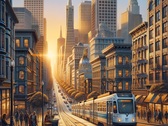 Sneltram in San Francisco (DALL-E 3 gegenereerde afbeelding)