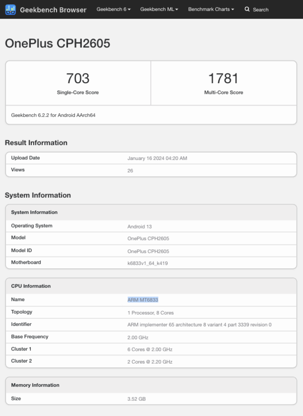 (Afbeeldingsbron: Geekbench)