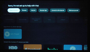 Google TV werd gevraagd om een "webbrowser" te vinden met behulp van spraak. (Afbeeldingsbron: Notebookcheck)