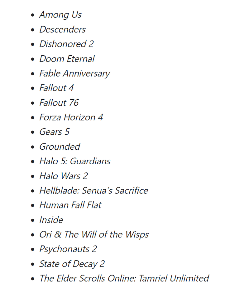 De volledige startset van titels beschikbaar via Game Pass Core. (Bron: Microsoft)