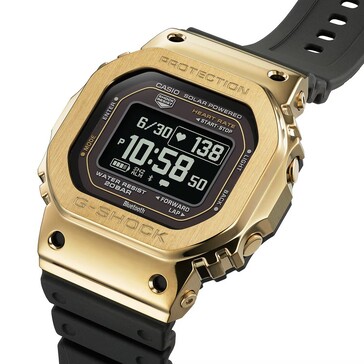 Casio G-Shock GM-H5600-9 met een gouden kast en omgekeerd LCD-scherm.