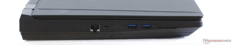 Linkerkant: RJ-45, Thunderbolt 3, USB-C 3.1 Gen. 2, 2x USB-A 3.1, 6-in-1 kaartlezer