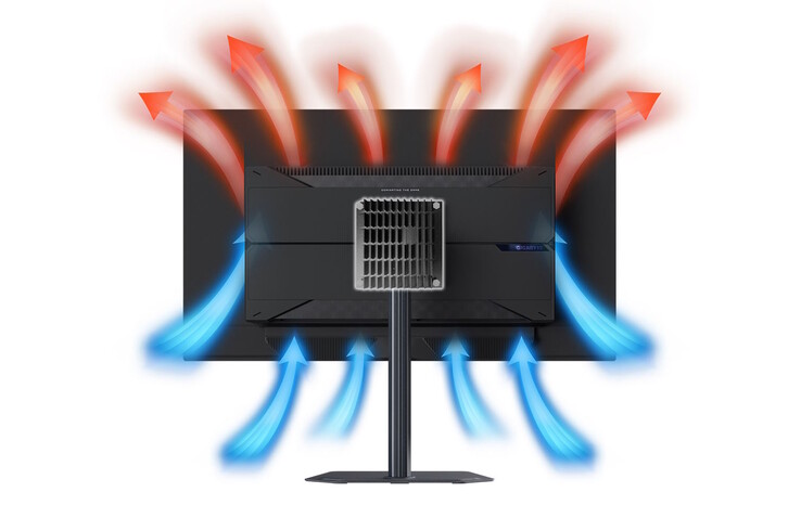 De monitor wordt ook geleverd met een koelsysteem om het OLED-paneel te beschermen. (Afbeeldingsbron: Gigabyte)
