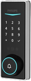 De Satijn Nikkel versie van het Smart Deadbolt uit de Philips 5000-serie. (Afbeeldingsbron: Philips)
