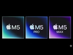 Artistieke weergave van Apple&#039;s M5, M5 Pro, en M5 Max chips. (Afbeeldingsbron: Apple, bewerkt met Gemini)