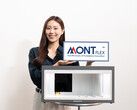 Een vrouw presenteert het nieuwe merk samen met wat lijkt op een nieuw beeldscherm (Afbeelding bron: samsungdisplay.com)