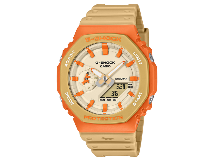 Het Casio G-Shock x Maison Kitsuné samenwerkingshorloge. (Afbeelding bron: Casio, bewerkt)