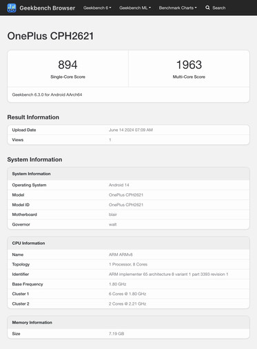 (Afbeeldingsbron: Geekbench)