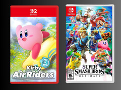 Kirby Air Riders doos mockup met Super Smash Bros. Ultimate doos (Afbeeldingsbron: Playasia, Nintendo of America)