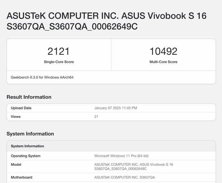 De vanille Snapdragon X maakt indruk in Geekbench 6 multi-core. (Afbeeldingsbron: Geekbench)