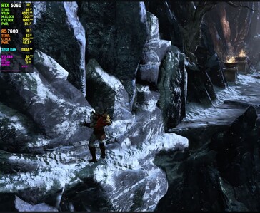 Screenshot van de gameplay van God of War III Remastered, gedraaid op shadPS4 met een RTX 5060