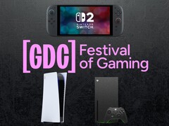 GDC banner met Switch 2, PS5 en Xbox consoles wordt getoond (Afbeelding bron: GDC, Nintendo, Sony PlayStation, Xbox Gaming met bewerkingen)