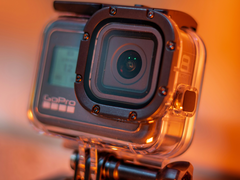 Een close-up van een GoPro camera.