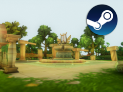 GodsArena Online heeft een enorm aantal strijders met unieke vaardigheden en passieve eigenschappen. Afgebeeld - artwork van het spel met het Steam-logo erop (bron: Steam)