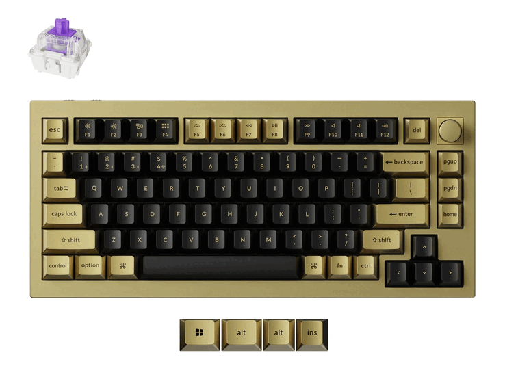 Keychron Q1 HE Copper Edition en meegeleverde extra macOS keycaps. (Afbeeldingsbron: Keychron)