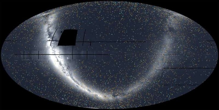 Het TESS-beeld toont het heelal en exoplaneten.