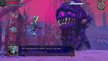 Afgebeeld: Een gameplay screenshot van Valfaris: Mecha Therion.