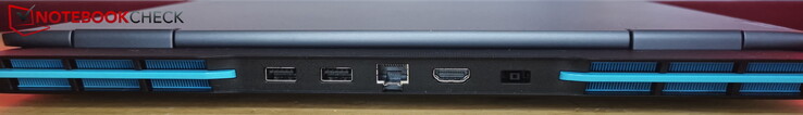 Achterkant: voeding, 2 x USB-A 3.2 Gen 2 (10 Gbit/s), HDMI 2.1, LAN (RJ45)