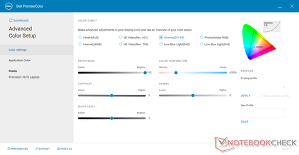 Dell PremierColor instellingen voor onze DCI-P3 metingen