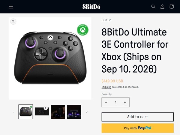 In de 8BitDo eShop wordt nu een verzenddatum in september vermeld voor de Ultimate 3E-controller.