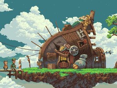 Een afbeelding van een huis in Owlboy.