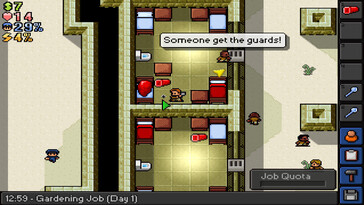 Afbeelding: Een screenshot van de gameplay uit The Escapists.