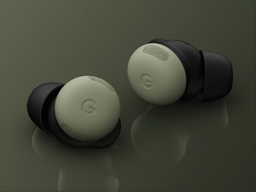 Pixel Buds 2 Pro in mosgroen.